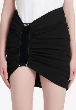 Balmain Asymmetric Ruched Mini Skirt Black