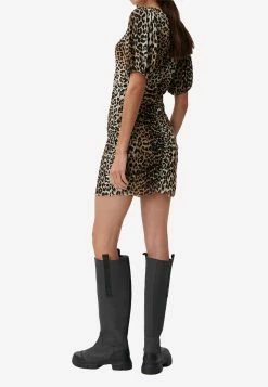 GANNI Leopard Print Fitted Mini Dress Brown 5 GANNI Leopard Print Fitted Mini Dress Brown -Evening Dresses Popular Store MzIzMzU1