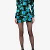 Alessandra Rich Floral Print Silk Mini Dress Multicolor