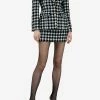 Alessandra Rich Vichy Tweed Mini Skirt Monochrome