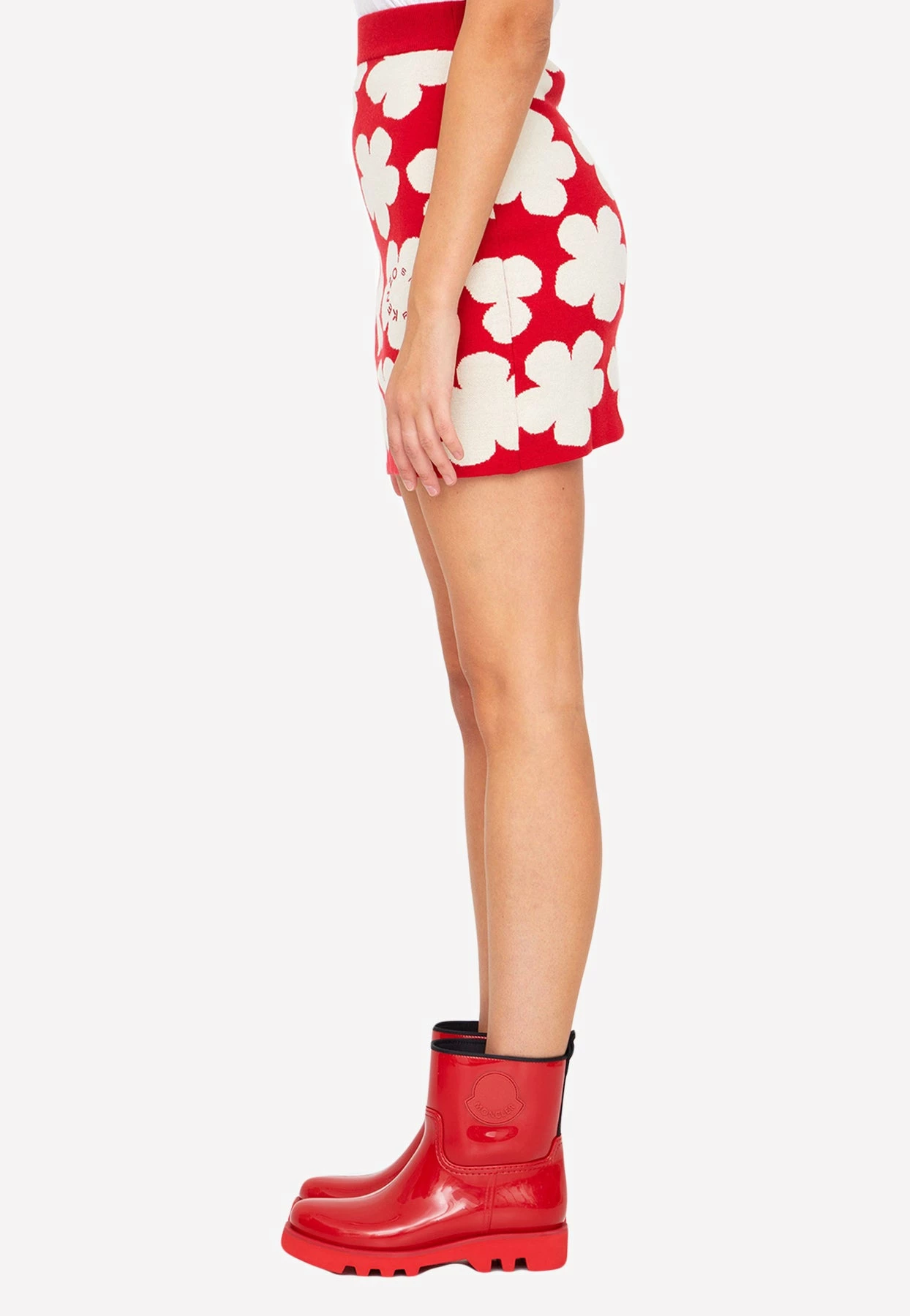 Kenzo Floral Wool Jacquard Mini Skirt Red 3 Kenzo Floral Wool Jacquard Mini Skirt Red - Image 3