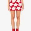 Kenzo Floral Wool Jacquard Mini Skirt Red