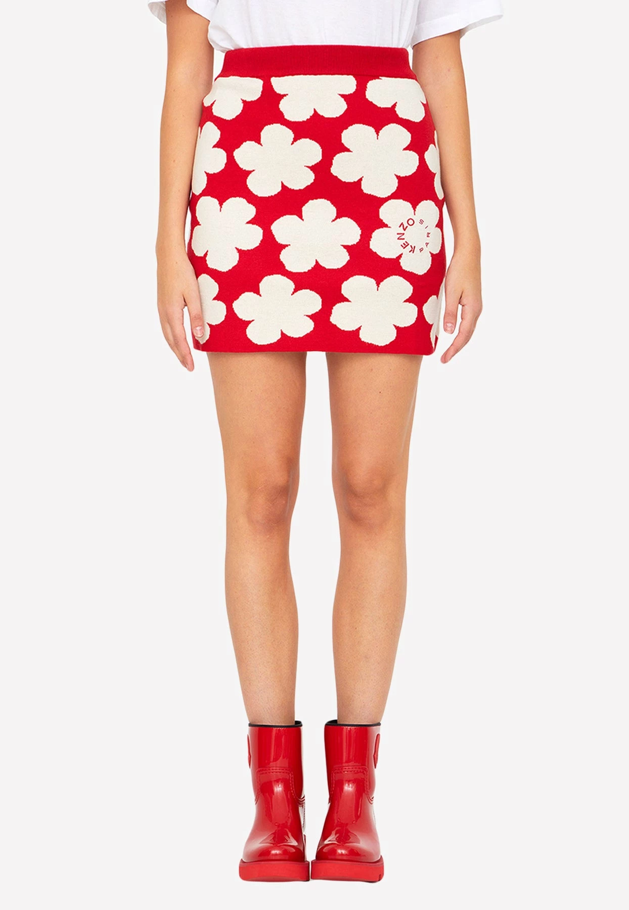 Kenzo Floral Wool Jacquard Mini Skirt Red 1 Kenzo Floral Wool Jacquard Mini Skirt Red