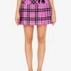 Alessandra Rich Tartan Silk Mini Skirt Pink