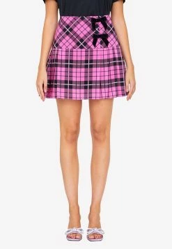 Alessandra Rich Tartan Silk Mini Skirt Pink
