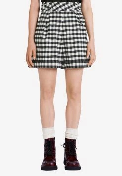 Kenzo High-Waist Gingham Check Shorts Monochrome