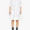 GANNI Floral Embroidered Poplin Dress White