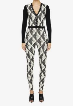 Marine Serre Royal Moon Knitted Cat-Suit Monochrome