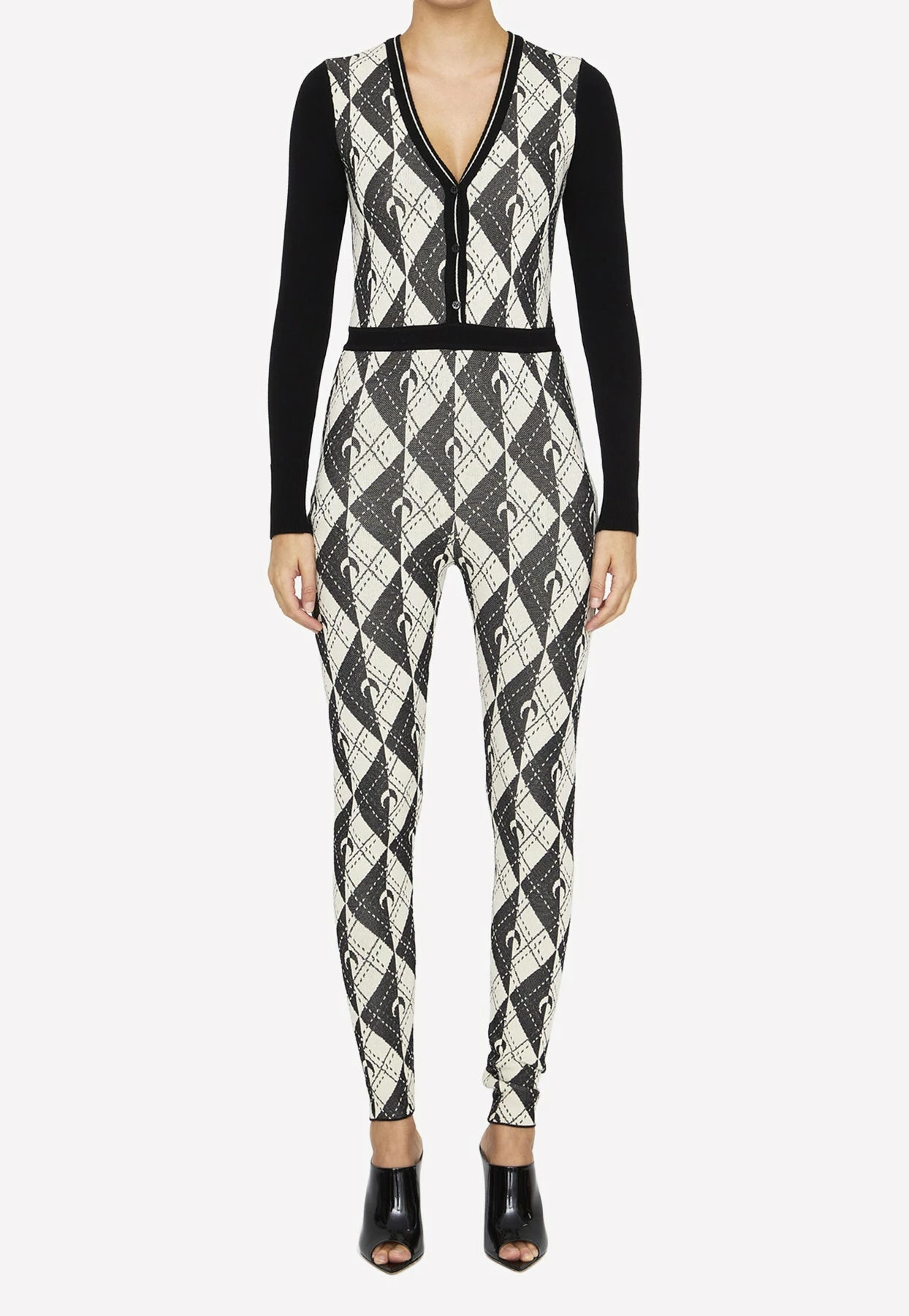Marine Serre Royal Moon Knitted Cat-Suit Monochrome 1 Marine Serre Royal Moon Knitted Cat-Suit Monochrome