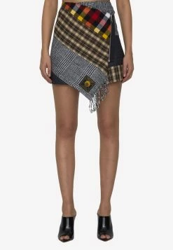 Marine Serre Clashing Tartans Mini Skirt In Wool Multicolor