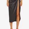 Nuè Knot Silk Midi Skirt Black