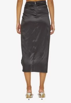 Nuè Knot Silk Midi Skirt Black -Evening Dresses Popular Store MzQyMjAx