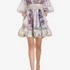 Zimmermann Celestial Lace Paneled Mini Dress Lilac