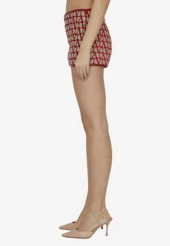Valentino Iconographe Logo Mini Shorts Red -Evening Dresses Popular Store MzU0ODg0