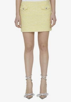 Alessandra Rich Tweed Lurex Mini Skirt Yellow