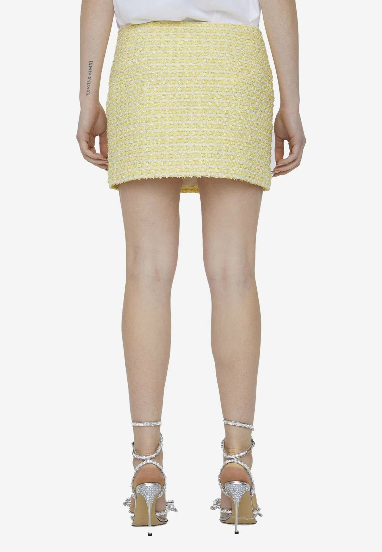 Alessandra Rich Tweed Lurex Mini Skirt Yellow 4 Alessandra Rich Tweed Lurex Mini Skirt Yellow - Image 4