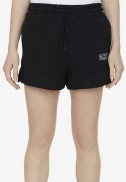GANNI Logo-Embroidered Drawstring Shorts Black