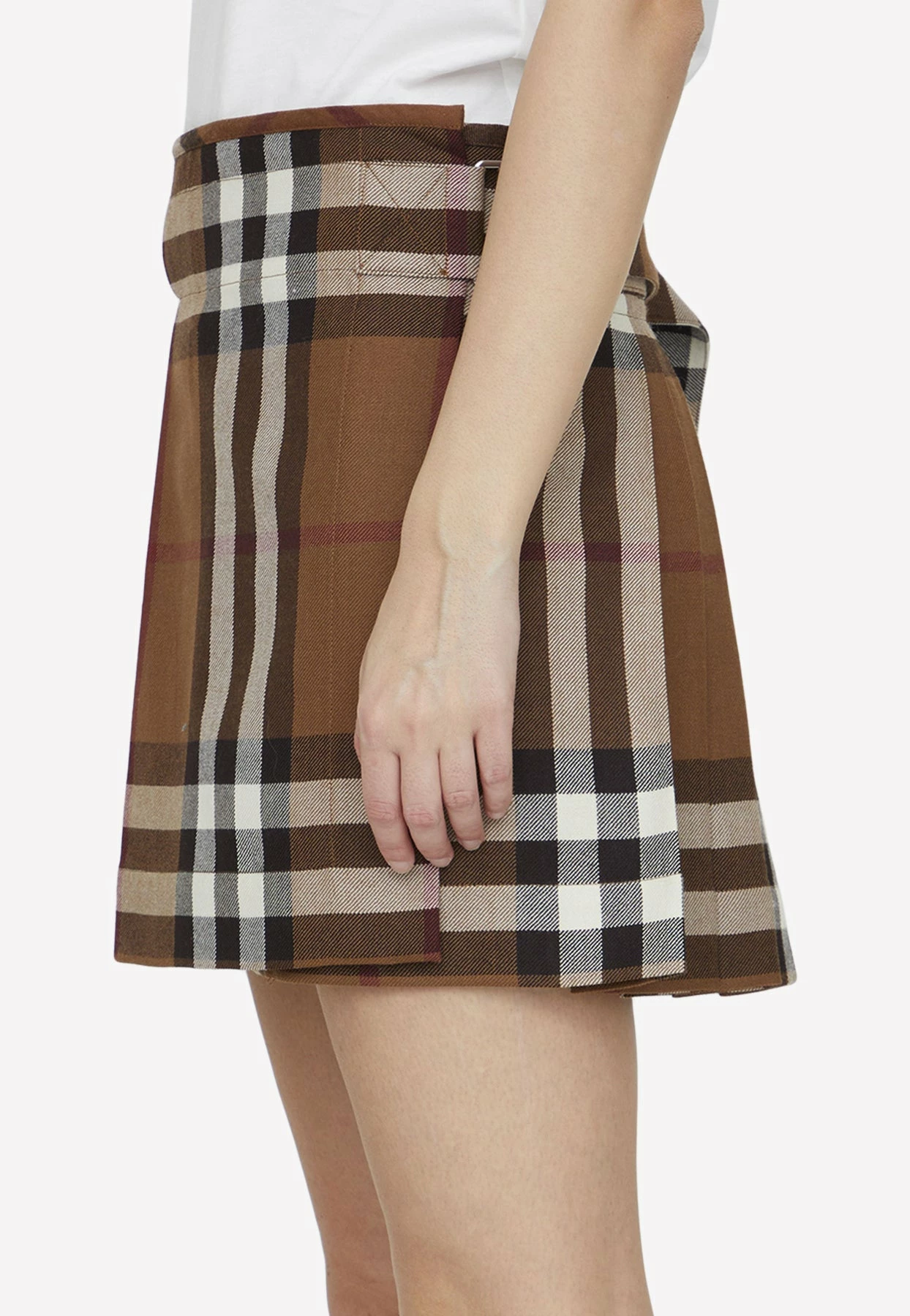 Burberry Check Pleated Mini Skirt In Wool Brown 3 Burberry Check Pleated Mini Skirt In Wool Brown - Image 3