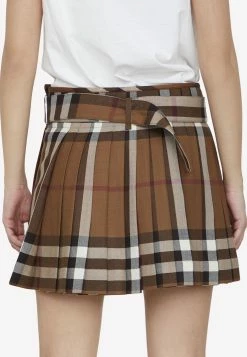 Burberry Check Pleated Mini Skirt In Wool Brown 7 Burberry Check Pleated Mini Skirt In Wool Brown -Evening Dresses Popular Store MzU4ODU5