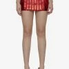The Attico Rue Rectangular Sequin Mini Skirt Red