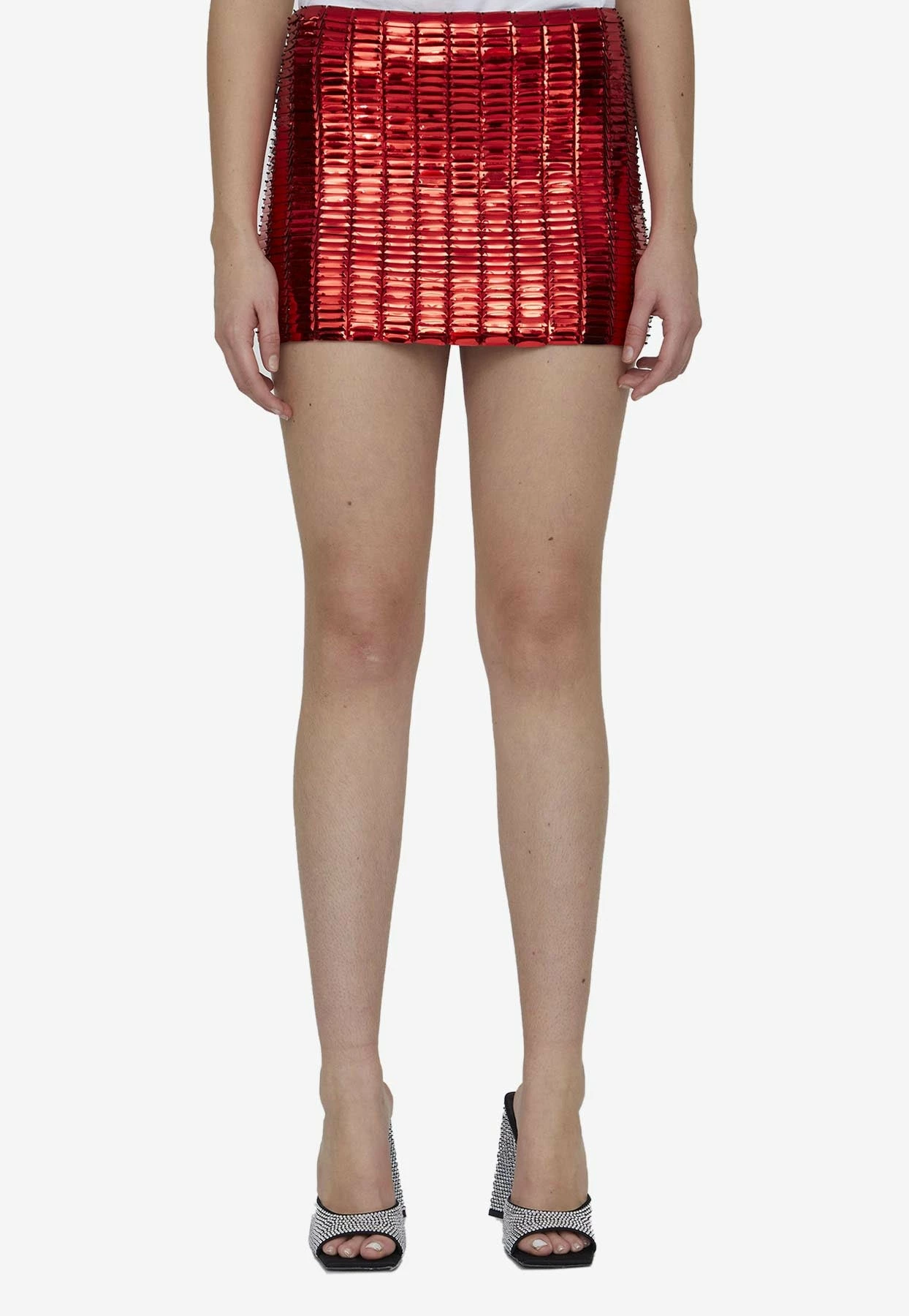 The Attico Rue Rectangular Sequin Mini Skirt Red 1 The Attico Rue Rectangular Sequin Mini Skirt Red