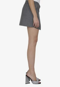 The Attico Pinstripe Wrap Mini Skirt Gray -Evening Dresses Popular Store MzUwNTM1