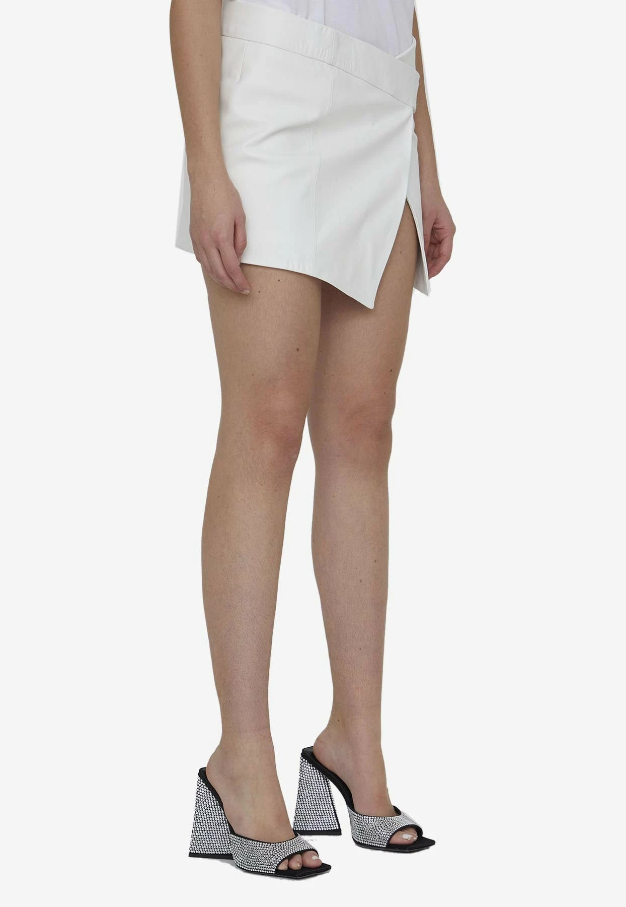 The Attico Cloe Mini Leather Skirt White 2 The Attico Cloe Mini Leather Skirt White - Image 2