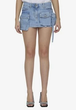 The Attico Cargo Denim Mini Skirt Blue