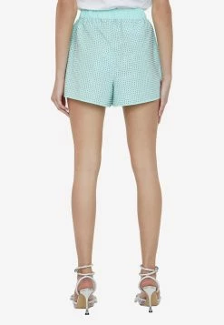 Self-Portrait Rhinestone-Embellished Mini Shorts Turquoise -Evening Dresses Popular Store MzUzMzI0