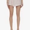 Self-Portrait Bouclé High-Waisted Shorts Pink
