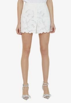 Self-Portrait Openwork Mini Shorts White
