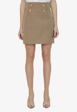 Balmain Grain De Poudre Pencil Mini Skirt Beige