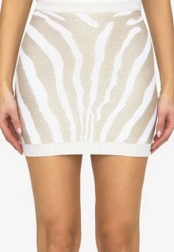 Balmain Zebra Knit Mini Skirt White