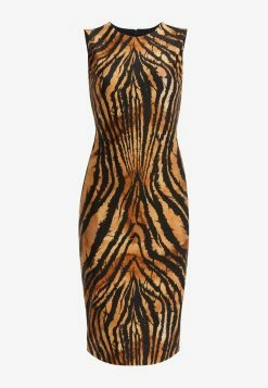 Roberto Cavalli Freedom Tiger Print Dress Brown 5 Roberto Cavalli Freedom Tiger Print Dress Brown -Evening Dresses Popular Store NQT118 20HVB79 20D3705