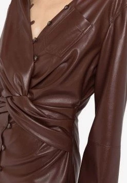 Nanushka Marto Mini Leather Dress Chestnut 8 Nanushka Marto Mini Leather Dress Chestnut -Evening Dresses Popular Store NW22PF DR02447 1
