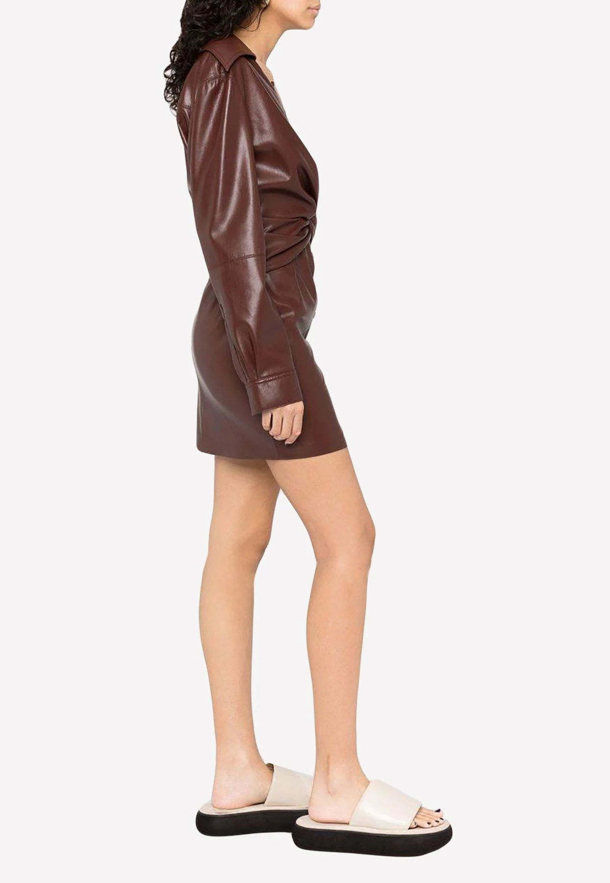 Nanushka Marto Mini Leather Dress Chestnut 2 Nanushka Marto Mini Leather Dress Chestnut - Image 2
