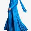 Solace London Henley Pleated Crepe Maxi Skirt Blue