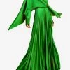 Solace London Henley Pleated Crepe Maxi Skirt Green