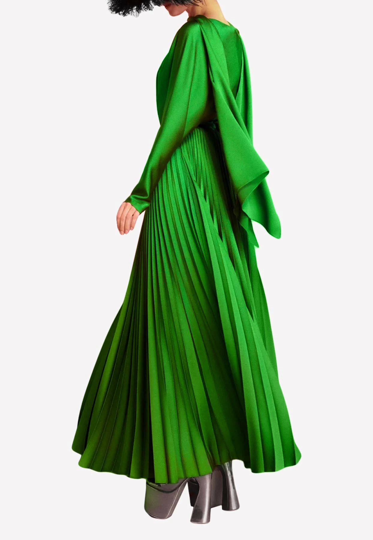 Solace London Henley Pleated Crepe Maxi Skirt Green 2 Solace London Henley Pleated Crepe Maxi Skirt Green - Image 2