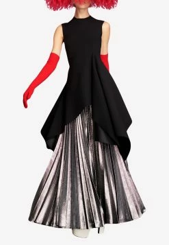 Solace London Henley Pleated Crepe Maxi Skirt Silver