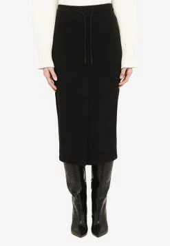 Off-White Jersey' Midi Pencil Skirt Black