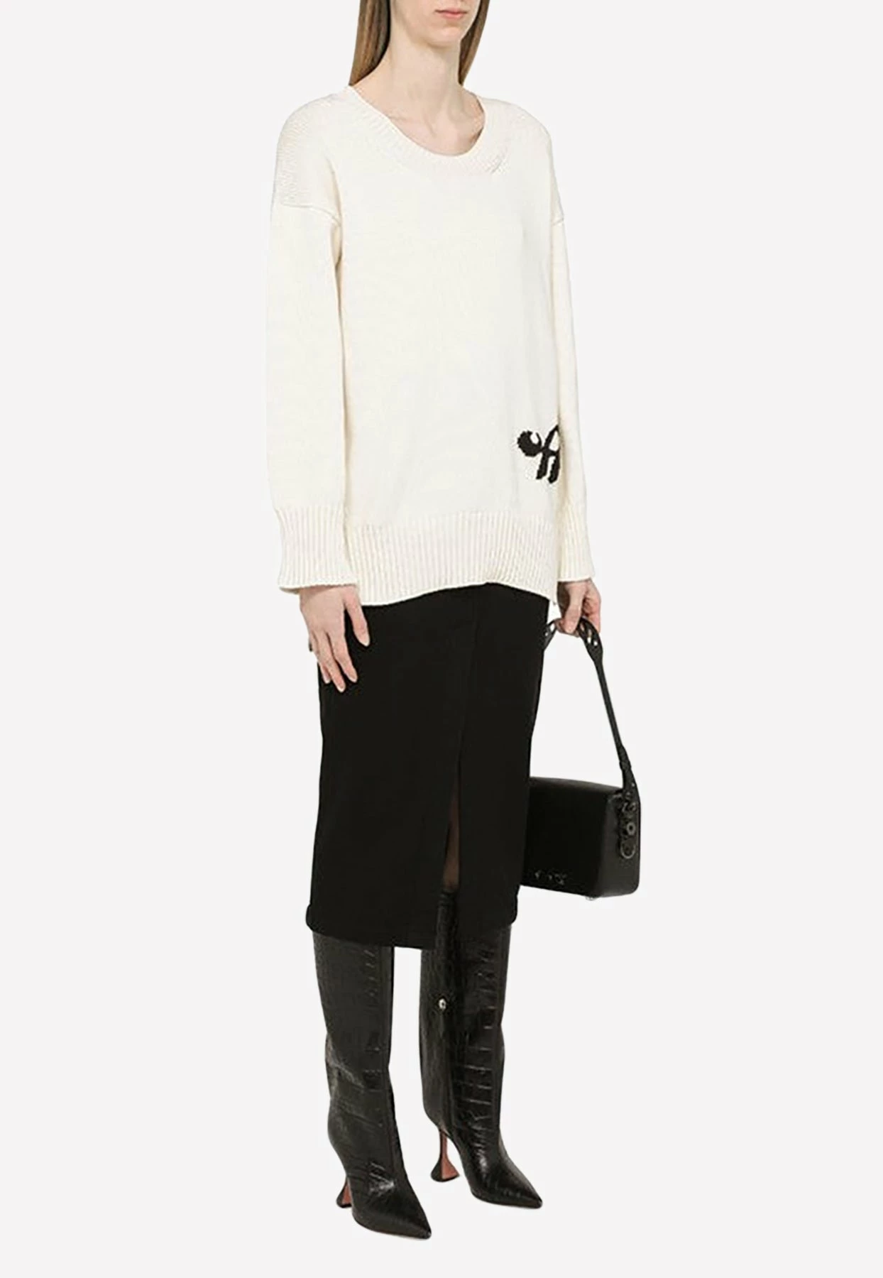 Off-White Jersey' Midi Pencil Skirt Black 5 Off-White Jersey' Midi Pencil Skirt Black - Image 5