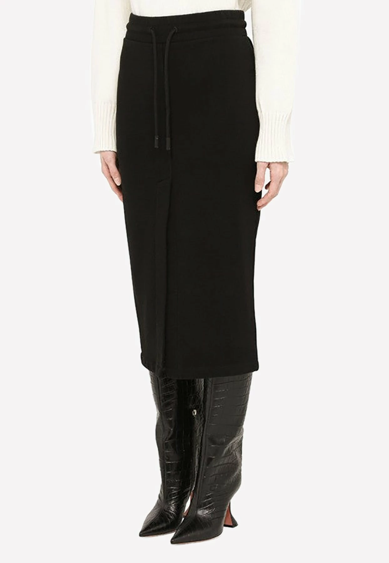 Off-White Jersey' Midi Pencil Skirt Black 2 Off-White Jersey' Midi Pencil Skirt Black - Image 2