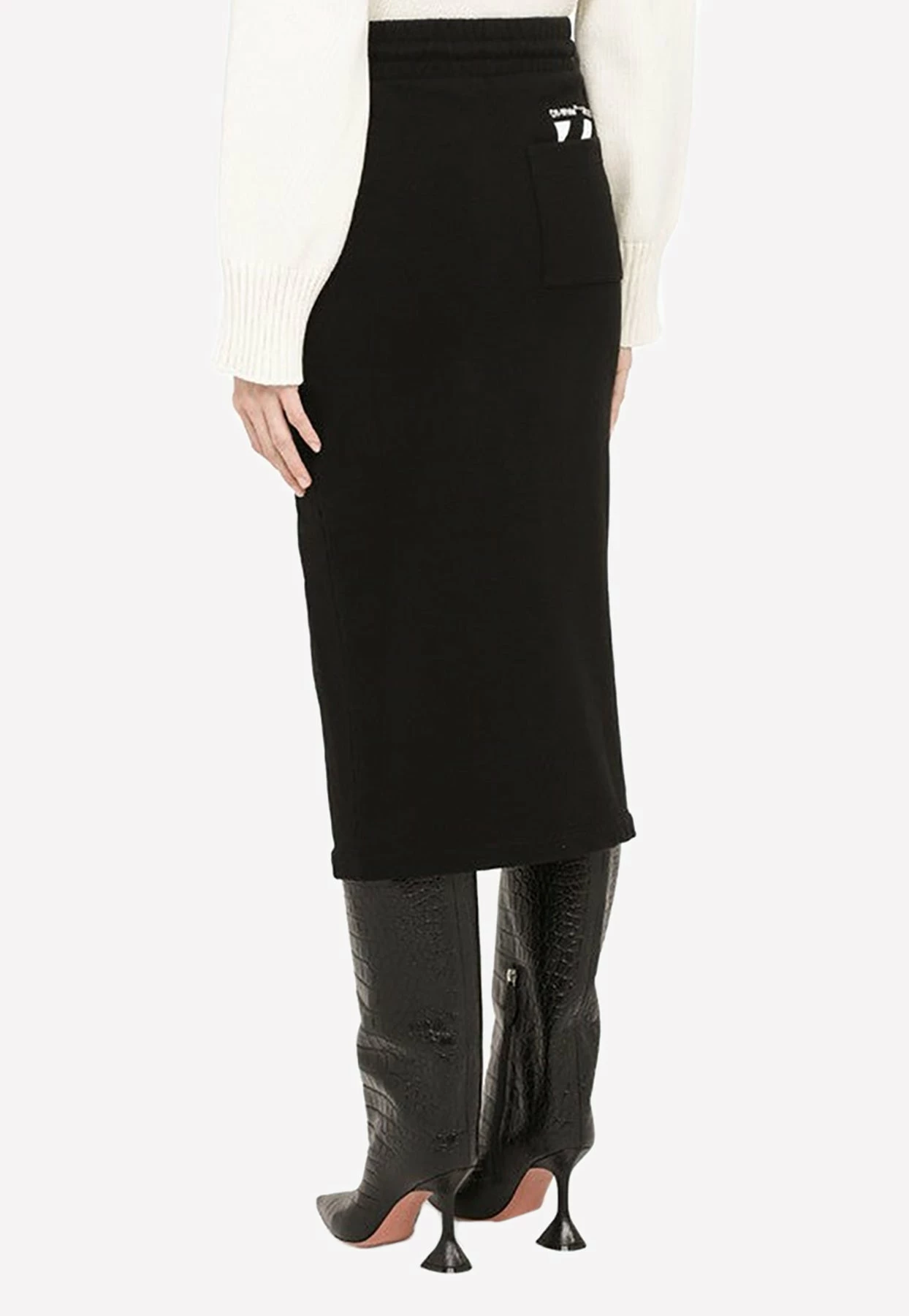 Off-White Jersey' Midi Pencil Skirt Black 3 Off-White Jersey' Midi Pencil Skirt Black - Image 3