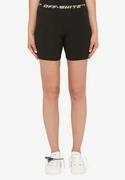 Off-White Ribbed Logo Waistband Shorts Black