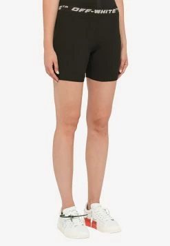 Off-White Ribbed Logo Waistband Shorts Black -Evening Dresses Popular Store OWHM004C99KNI001 L OFFW 1009.c