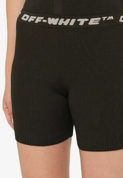 Off-White Ribbed Logo Waistband Shorts Black -Evening Dresses Popular Store OWHM004C99KNI001 L OFFW 1009.e