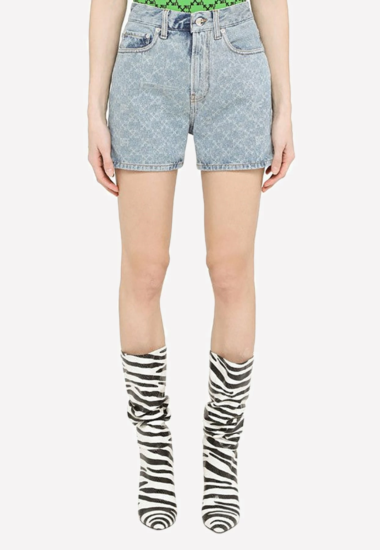 Off-White Arrows-Pattern Denim Shorts Blue 1 Off-White Arrows-Pattern Denim Shorts Blue