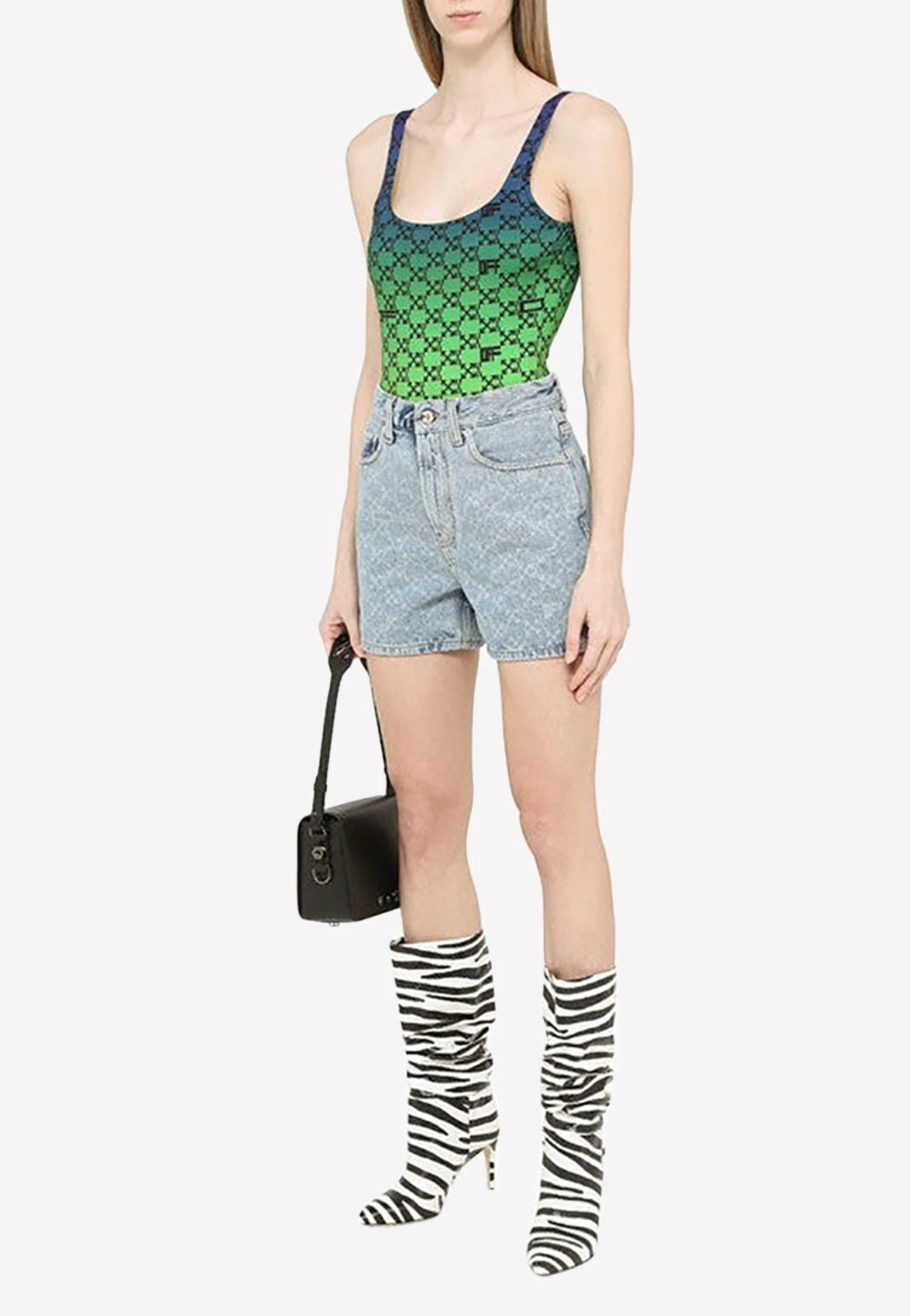 Off-White Arrows-Pattern Denim Shorts Blue 2 Off-White Arrows-Pattern Denim Shorts Blue - Image 2