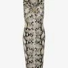 Roberto Cavalli Panther Head Snakeskin Midi Dress Multicolor